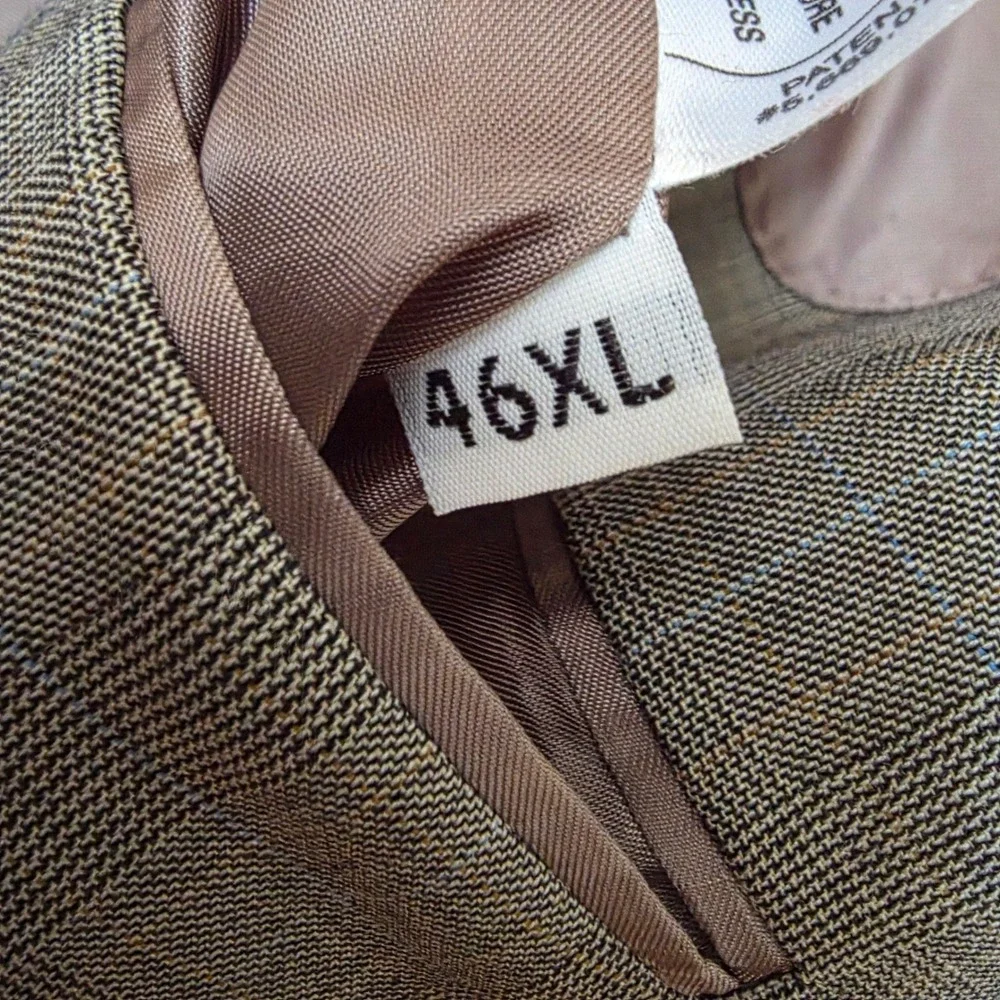 Hart Schaffner Marx Sport Coat 46XL‎ Grey Glen Plaid Wool Made in USA